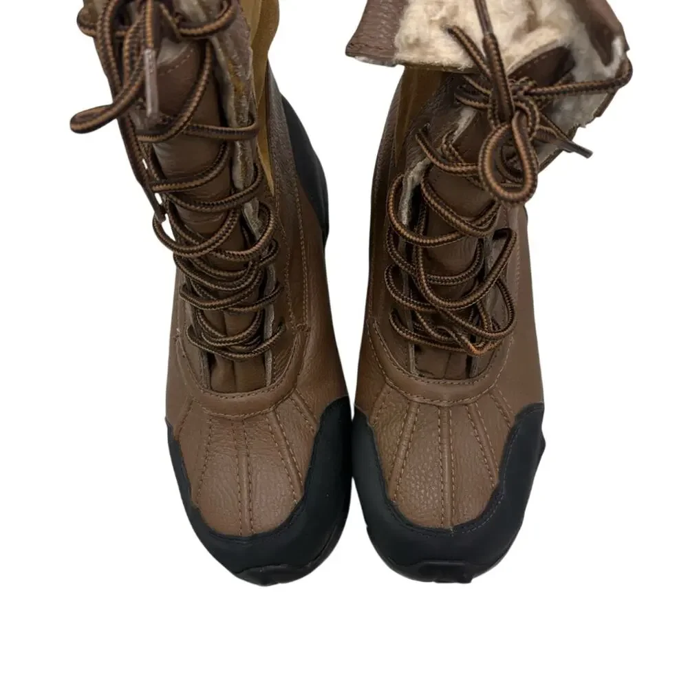 Champion Naoma Brown Leather Insulated Lace Up Winter Snow Boots Women's Size 8